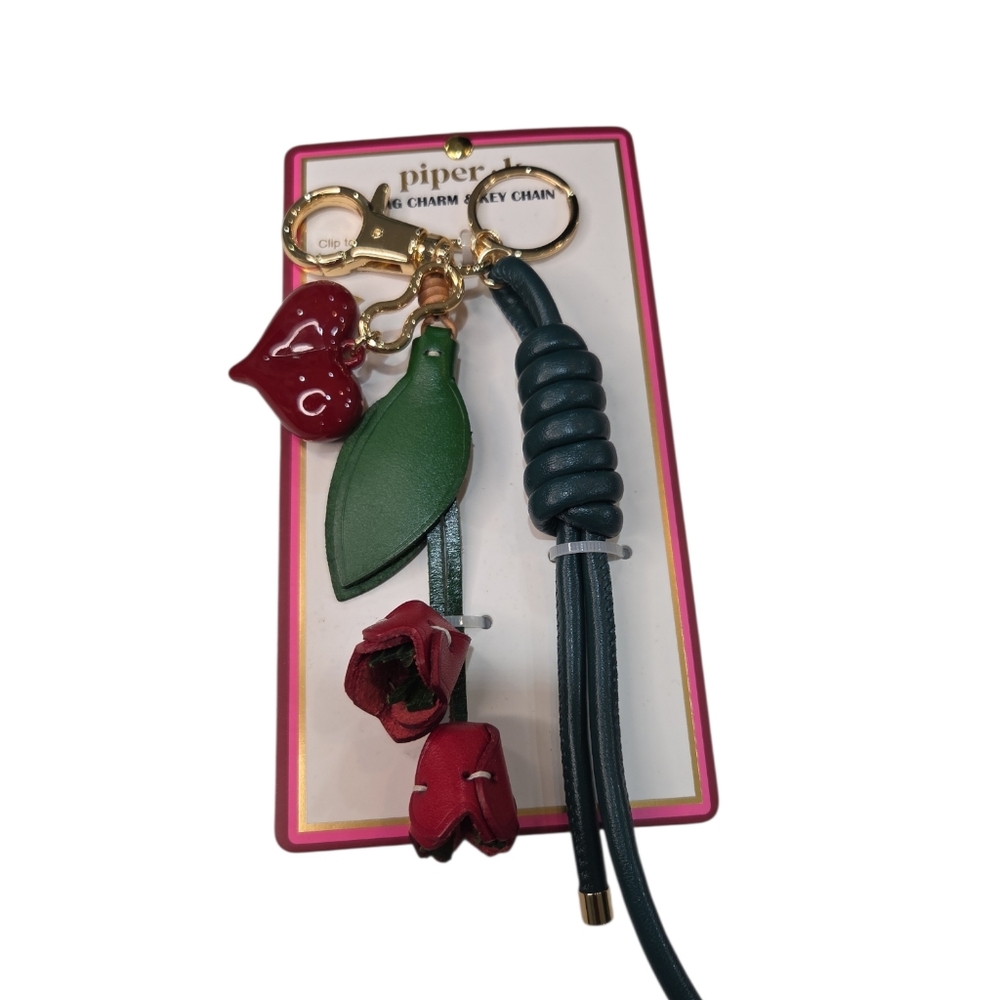❤️▪️Piper K ▪️UK Exclusive Red Heart  Floral Tassle Keychain Or Bag Charm